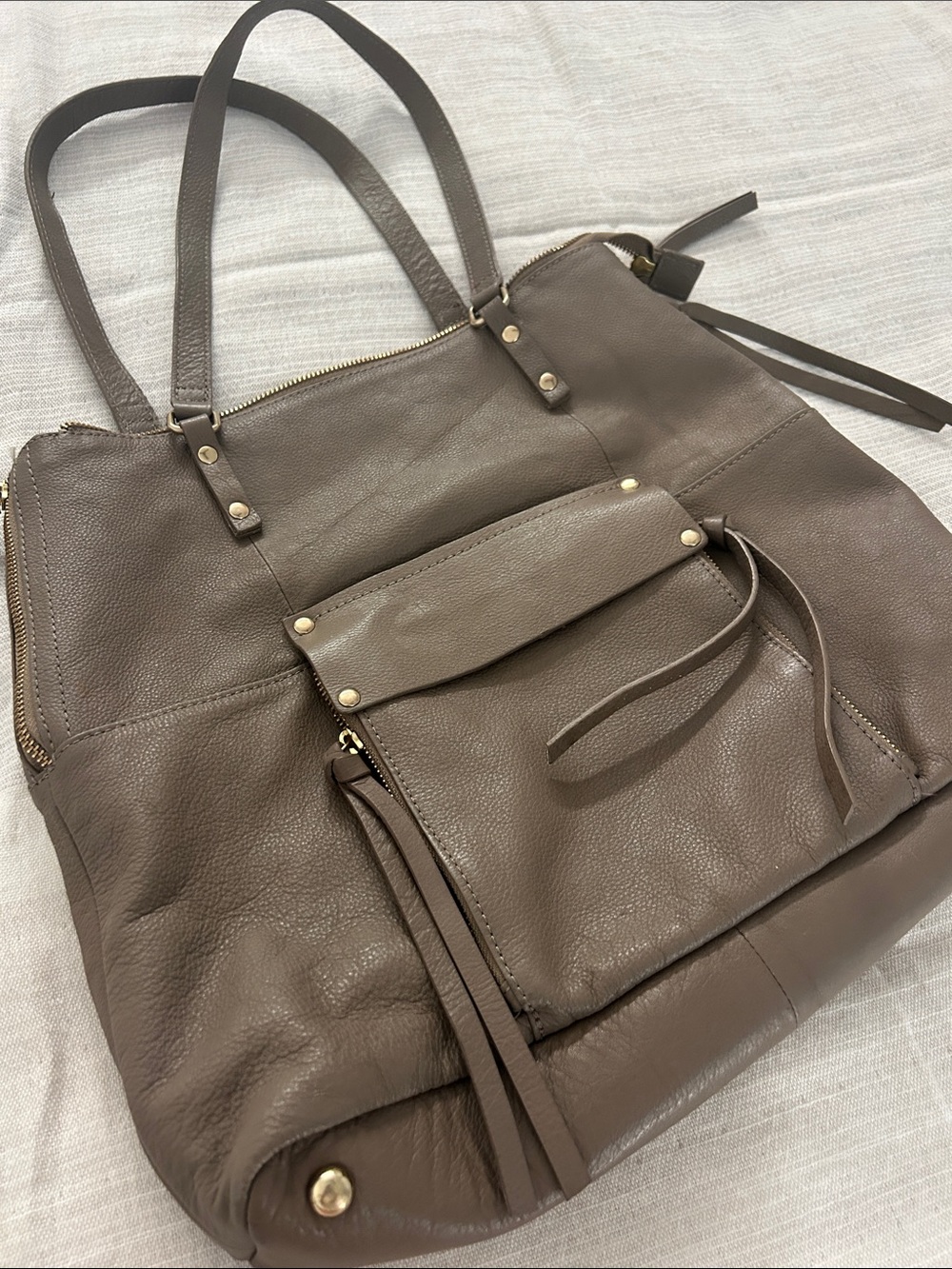 Kooba Pebbled Leather Tote/Satchel  in Taupe Brown with Gold Hardware